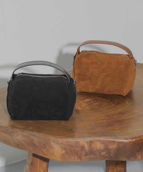 en CAnAF ハンドバッグ 牛革スウェード 2way ワンハンドル ショルダー