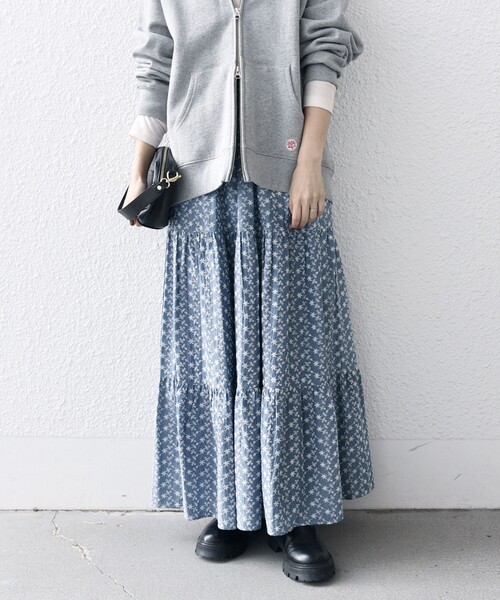 SHIPS any スカート any:「洗濯機可能」エンブロイダリー シャンブレー