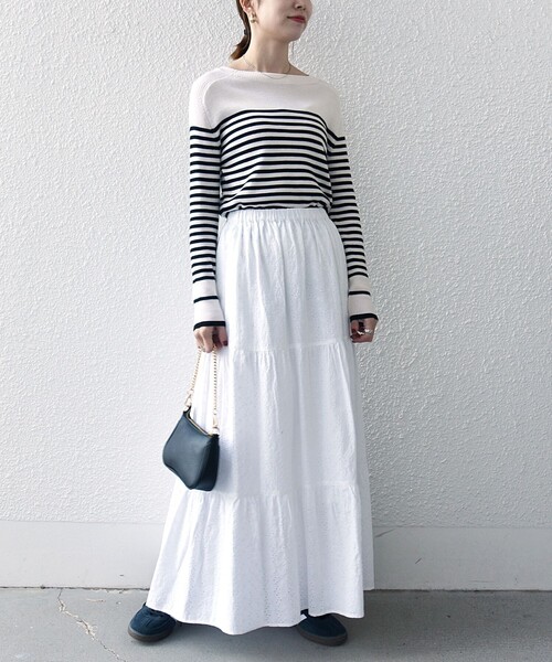 SHIPS any スカート any:「洗濯機可能」エンブロイダリー シャンブレー