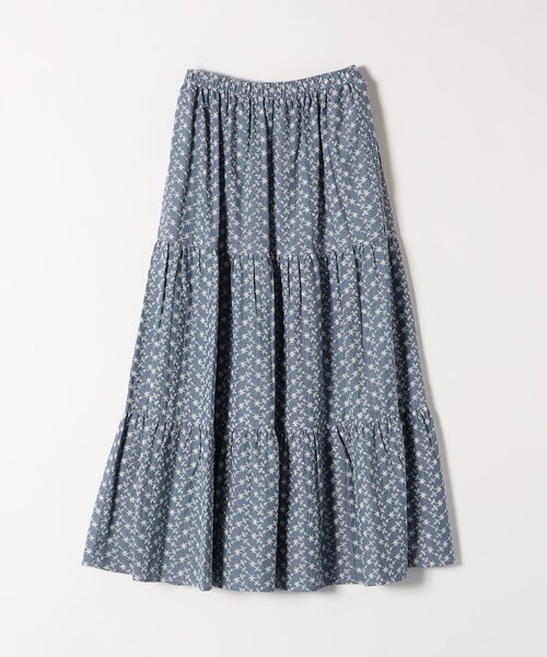 SHIPS any スカート any:「洗濯機可能」エンブロイダリー シャンブレー