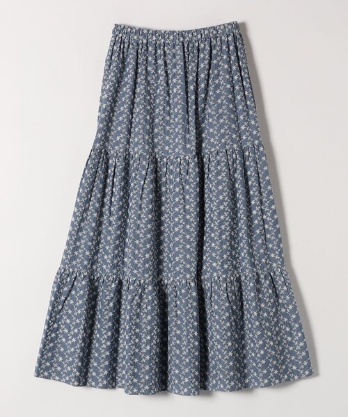 SHIPS any スカート any:「洗濯機可能」エンブロイダリー シャンブレー