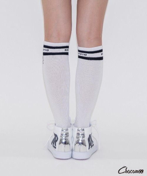 Chocomoo 靴下 「ARCHIVIO×Chocomoo」刺繍ハイソックス レディース