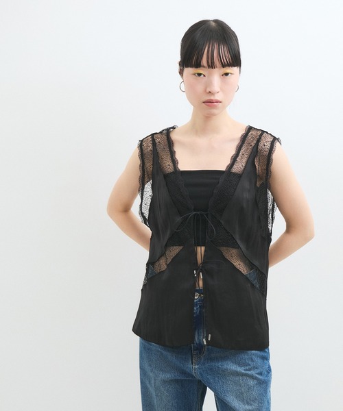 ADAM ET ROPE' ベスト ジレ メロンメッシュレースジレ