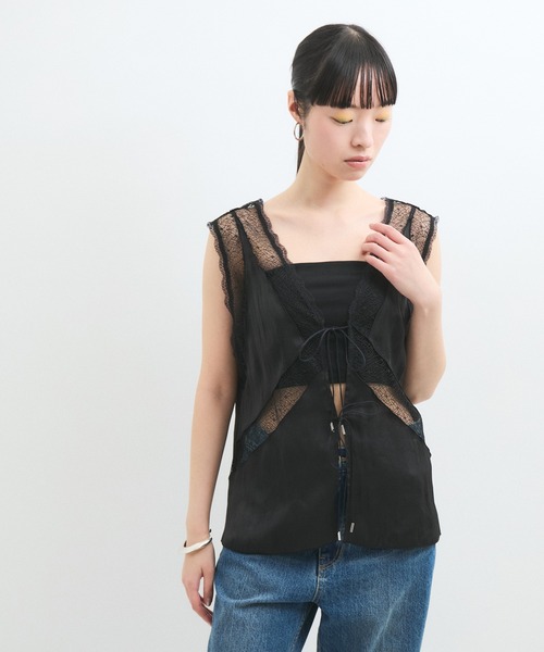 ADAM ET ROPE' ベスト ジレ メロンメッシュレースジレ