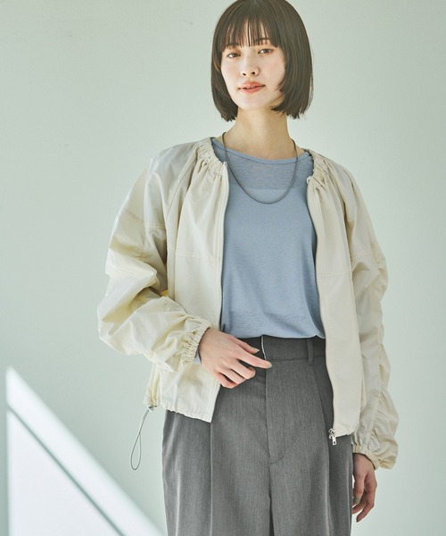 LAKOLE（ラコレ） ブルゾン アウター 袖ボリュームナイロンブルゾン