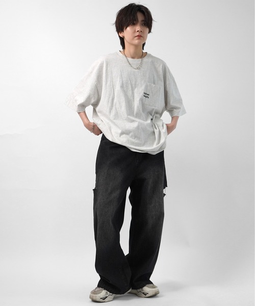 96thes ワイドパンツ ジーンズ 「96thes」サイドカットオフ ワイド