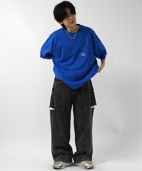 96thes ワイドパンツ ジーンズ 「96thes」サイドカットオフ ワイド