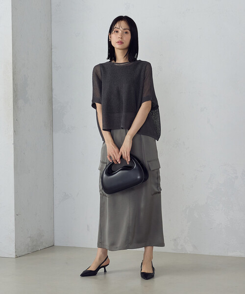 COMME CA ISM / コムサイズム 和紙混　メッシュ　ポンチョニット コムサイズム COMME CA ISM 和紙混 メッシュ ポンチョニット