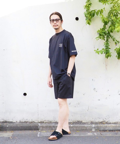 MALIBU プリント ブラック Tシャツ MALIBU SHIRTS tシャツ 「別注」MALIBU / スリーブプリント T