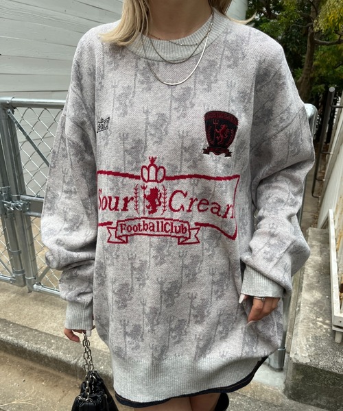 「WHO'S WHO gallery」 長袖ニット「SOURCREAMコラボ」 FREE アッシュグレー メンズ_画像2