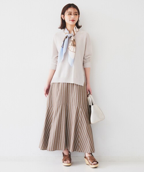 アンタイトル（UNTITLED）/【後ろウエストゴムマーメイド】ストライプフレアスカート UNTITLED（アンタイトル） スカート 「後ろウエストゴム/マーメイド