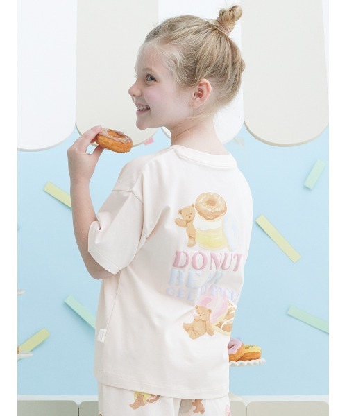 【新品】GELATO PIQUE ドーナツベア Tシャツ 親子セット100cm gelato pique パジャマ 「KIDS」ドーナツベアワンポイントT