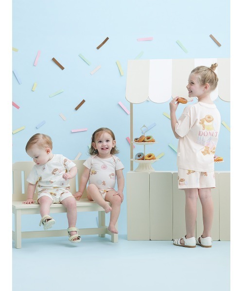【新品】GELATO PIQUE ドーナツベア Tシャツ 親子セット100cm gelato pique パジャマ 「KIDS」ドーナツベアワンポイントT