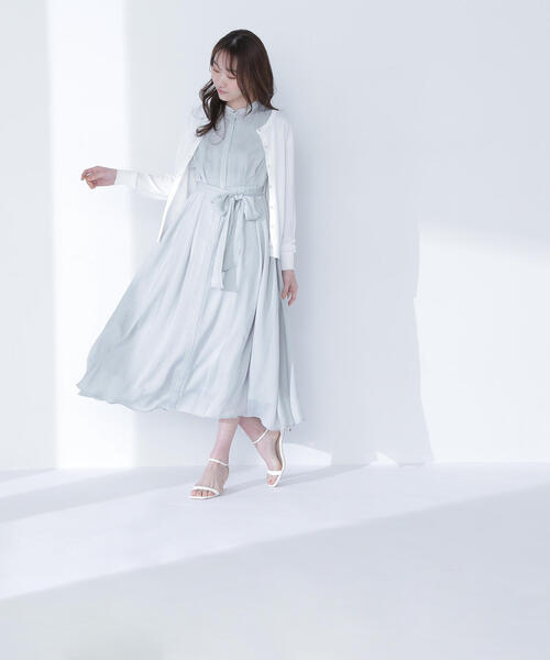 NATURAL BEAUTY BASIC ワンピース シャドーストライプフレア