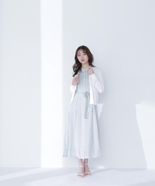 NATURAL BEAUTY BASIC ワンピース シャドーストライプフレア