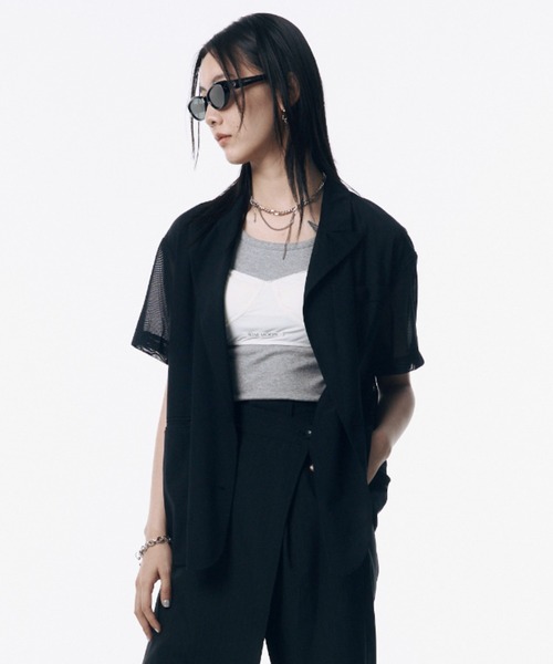 ジャケット・アウター jose moon HALF SLEEVE MINIMAL JOSE MOON（ジョゼムーン） ジャケット テーラードジャケット SHEER
