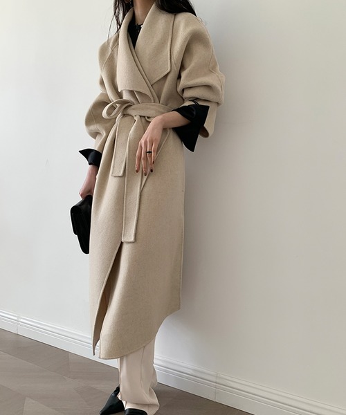 「SMILE ORCHID」 ノーカラーコート M アイボリー レディース_画像3