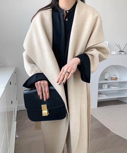 「SMILE ORCHID」 ノーカラーコート M アイボリー レディース_画像6