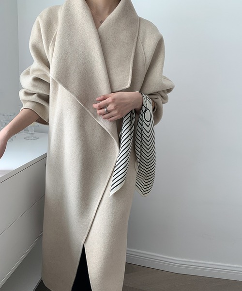 「SMILE ORCHID」 ノーカラーコート M アイボリー レディース_画像7