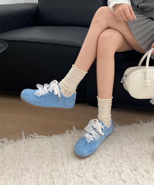 shoes365 スニーカー レースリボン付きスニーカー レディース