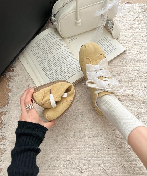shoes365 スニーカー レースリボン付きスニーカー レディース