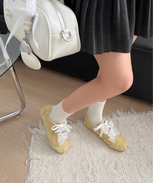 shoes365 スニーカー レースリボン付きスニーカー レディース