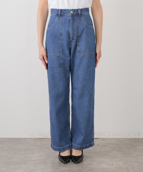 美品★woadblue × IENA別注 LOOSEデニムパンツ ワイド 27 IENA（イエナ） ジーンズ デニム デニムパンツ KURO/クロ 別注 BUSH