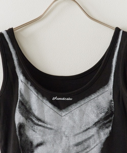 Chick タンクトップ ノースリーブ リブ編み タンクトップ レディース