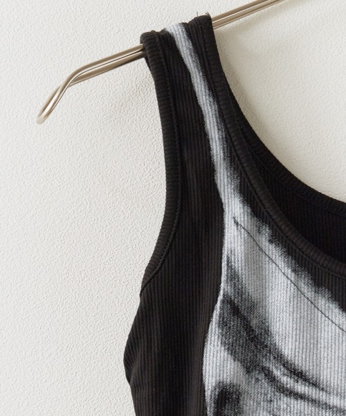 Chick タンクトップ ノースリーブ リブ編み タンクトップ レディース