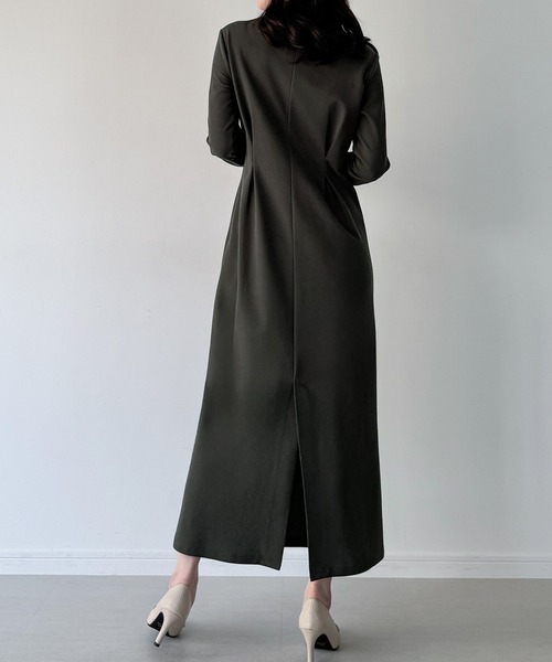 JUNOAH（ジュノア） ワンピース タックタイトポロシャツワンピース