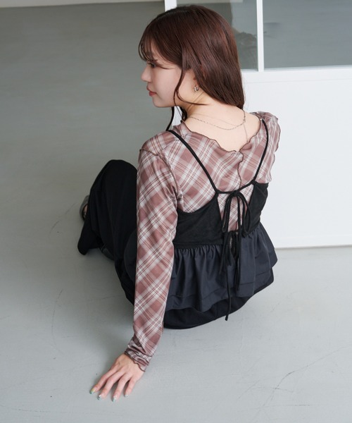 カスタネ　スウェードペプラムビスチェ　ブラウン new item】 ▽スウェードペプラムビスチェ ¥6,490（税込） color