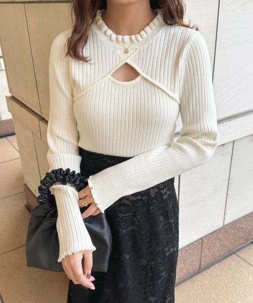 「apres jour」 長袖ニット フリー グレイッシュベージュ レディース_画像2