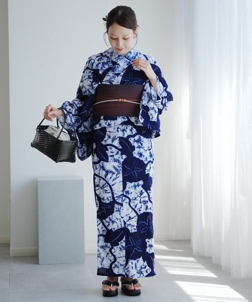 浴衣 京鹿の子絞り浴衣3点セット utatane 極み 朝顔 伝統工芸士 清江和雄 有松染め レディースの画像