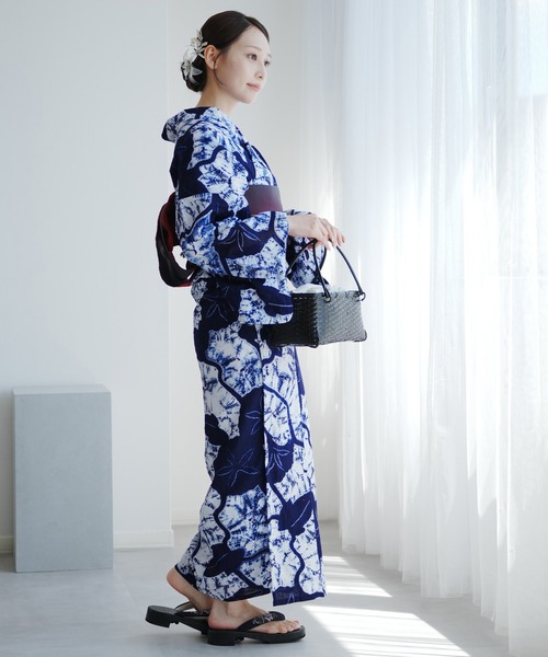 浴衣 京鹿の子絞り浴衣3点セット utatane 極み 朝顔 伝統工芸士 清江和雄 有松染め レディースの画像