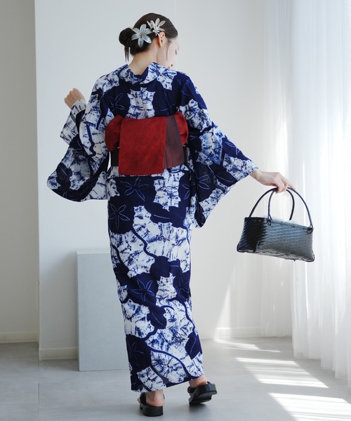浴衣 京鹿の子絞り浴衣3点セット utatane 極み 朝顔 伝統工芸士 清江和雄 有松染め レディースの画像