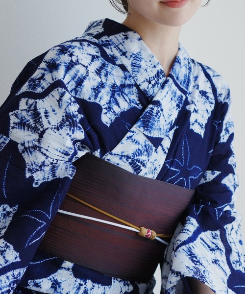 浴衣 京鹿の子絞り浴衣3点セット utatane 極み 朝顔 伝統工芸士 清江和雄 有松染め レディースの画像