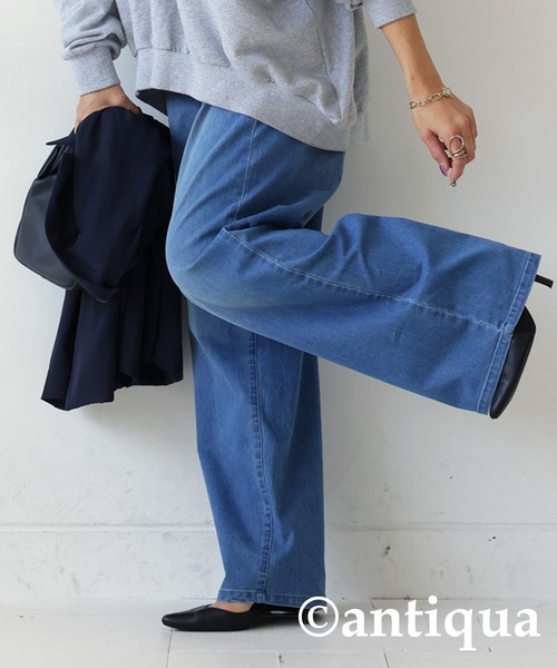「antiqua」 加工デニムパンツ L ブルー系その他 レディース