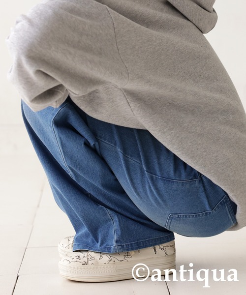 「antiqua」 加工デニムパンツ L ブルー系その他 レディース