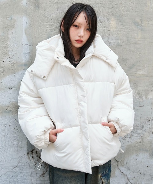 G/FORE ホワイト ダウンジャケット フード付き moment+ ダウンコート ダウンジャケット ベルト付きフードファーダウン
