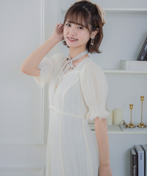 クチュールバイロジータ ワンピース 半袖 レーシーチェックワンピース