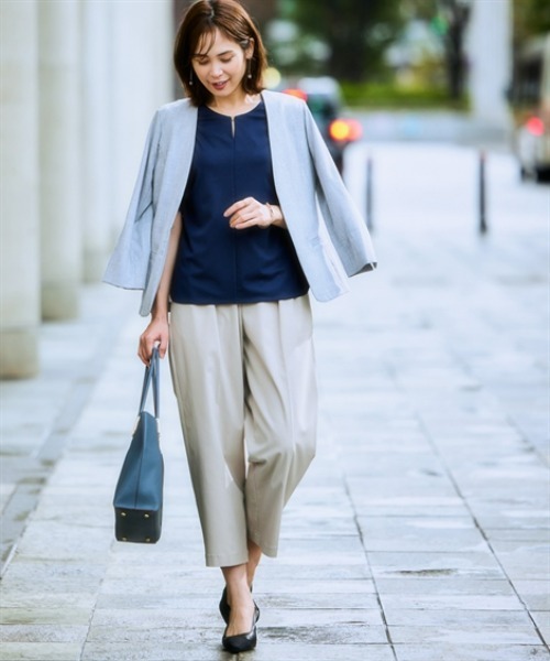 「7days Life Styling」 「della luce」ノーカラージャケット L ネイビー レディース