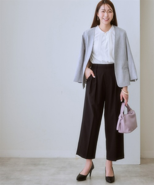 「7days Life Styling」 「della luce」ノーカラージャケット L ネイビー レディース