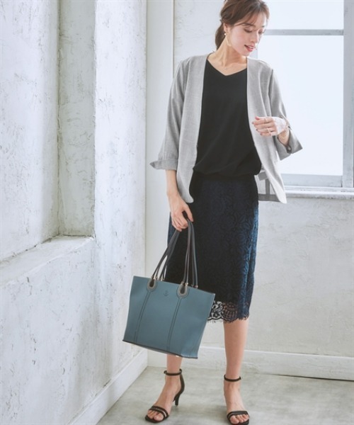 「7days Life Styling」 「della luce」ノーカラージャケット L ネイビー レディース