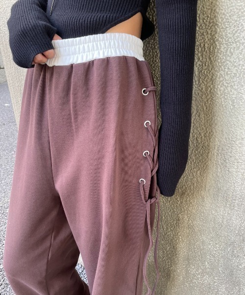 AIC. ワイドパンツ スウェットパンツ ジャージ レースアップスウェット