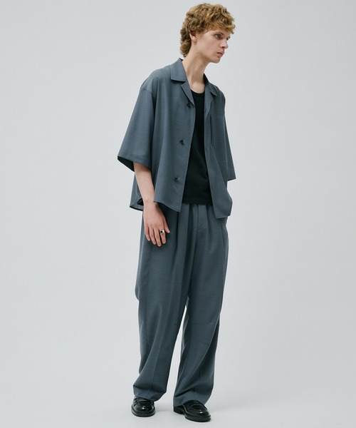 PUBLIC TOKYO / 半袖シャツ/1/ポリエステル/KHK/無地/155402003 PUBLIC TOKYO（パブリックトウキョウ） 半袖シャツ 1 ブルー メンズ