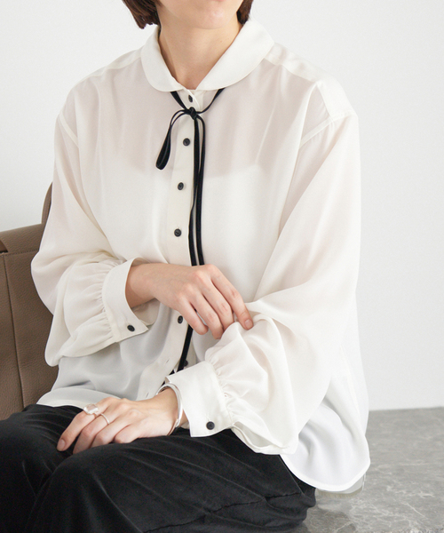 イエナ　IENA 新品ミニラウンドカラーブラウス IENA（イエナ） ブラウス シャツ ミニラウンドカラーブラウス