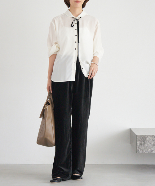 AD2015 初期 丸襟ブラウス ラウンドカラー 黒 IENA ブラウス シャツ