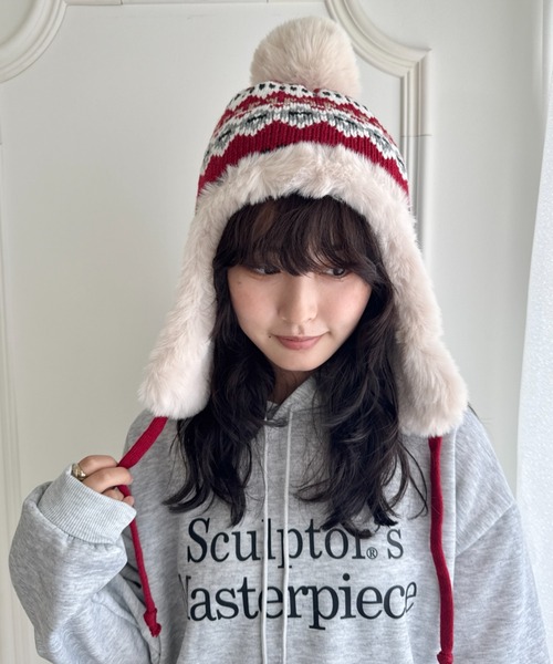 SIIILON ニット帽 SOLLON.（ソルロン） ニット帽 ニットキャップ ノルディック柄イヤー