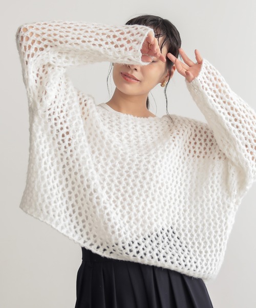 for/c（フォーシー） ニット セーター モヘアライクヘアリーメッシュ