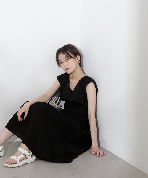「N.（N. Natural Beauty Basic）」 ノースリーブワンピース MEDIUM グリーン レディース_画像3